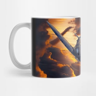 Spitfire Aircraft in the Sunset Aircraft art Mug